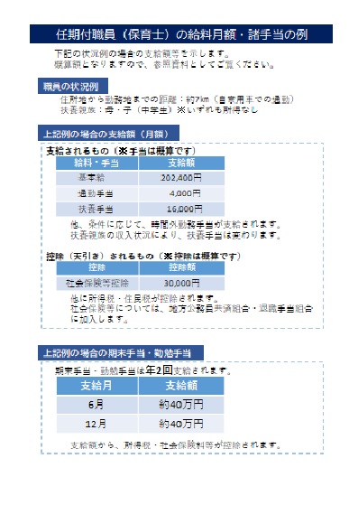 任期付保育士_給与月額例