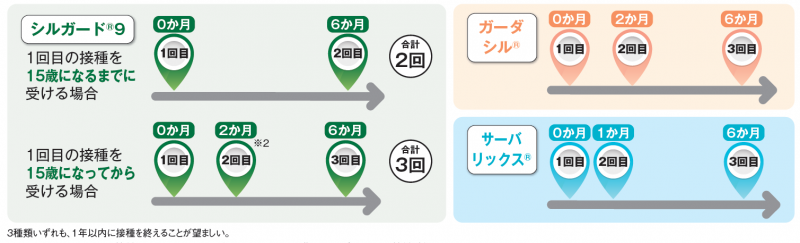 ワクチンの種類・回数・接種間隔の画像